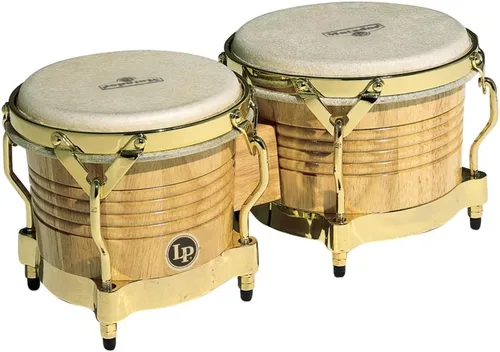 Vista 4 de Latin Percussion M201-ABW LP Bongos de Madera Matador - Marrón Almendra/Cromo 8.625 pulgadas