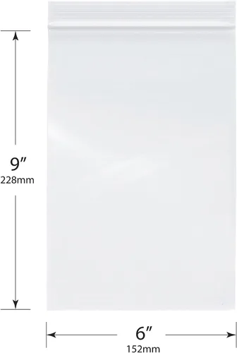 Vista 2 de Plymor 6" x 9" (Caja de 1,000), Bolsas de plástico con cierre reutilizables de 6 Mil de resistencia industrial