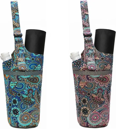 Vista 9 de IwIeIaIrI Yoga Mat Bag Cylinder for Women with Large Zipper Pocket Equipped with Storage Pocket, Polyester Material, Holds Yoga Essentials. Ideal