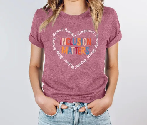 Vista 4 de Inclusion Matters - Camiseta para mujer con temática de salud mental y educación especial, camiseta para profesores, linda camiseta de terapeuta