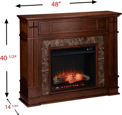 Vista 4 de SEI Furniture - Chimenea eléctrica Highgate Media con pantalla táctil - Diseño de transición, vidrio marrón y madera - Ideal para sala de estar