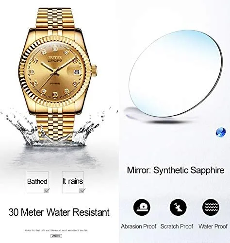 Vista 3 de OLEVS Relojes automáticos para mujer oro y plata acero inoxidable impermeables con fecha estilo clásico