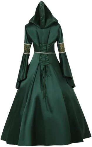 Vista 5 de CosplayDiy Disfraz victoriano medieval con capucha para mujer