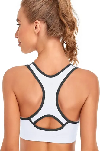 Vista 6 de GXXGE Sujetadores deportivos acolchados con espalda cruzada para mujer, de alto impacto, entrenamiento, yoga, gimnasio, ropa deportiva