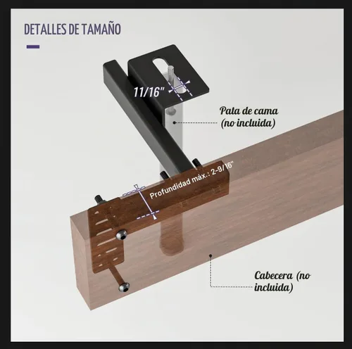 Vista 5 de Soportes ajustables para cabecero – Soportes de montaje en pared de metal para cabecero con kit de extensión de estribo para cama individual