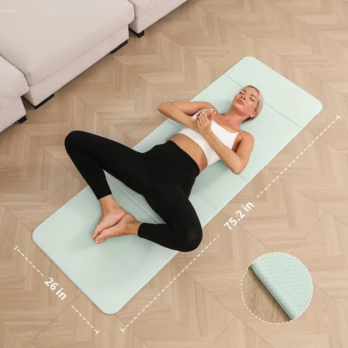 Vista 3 de PAIDU Esterilla de yoga plegable – 0.394 in extra gruesa, 75 "26" antideslizante para ejercicio fitness Mat SGS Eco-certificado, portátil