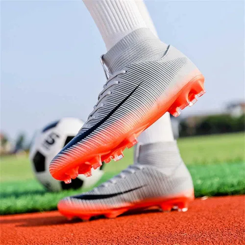Vista 4 de Botas de fútbol para hombre Spikes High Top Unisex para exterioresinteriores Zapatillas de entrenamiento - Botas de fútbol juvenil para césped al