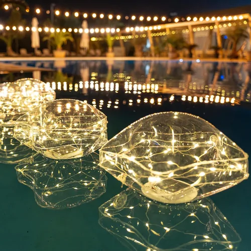 Vista 12 de TIALLY Luces flotantes de hadas para piscina alimentadas por energía solar, bolas LED inflables impermeables de 14 pulgadas, luces para piscina
