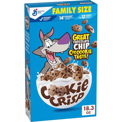 Vista 8 de Cereal para el Desayuno Cookie Crisp, Sabor a Galleta con Trocitos de Chocolate, Hecho con Grano Integral, 10.6 oz