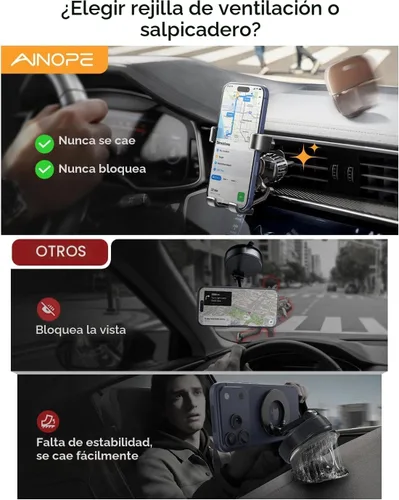 Vista 5 de AINOPE Soporte de Montaje de Teléfono para Rejilla de Ventilación del Automóvil para iPhone 17 Pro Max Montaje para Automóvil [Diseño Deslizante]