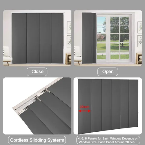 Vista 4 de LETAU - Persianas corredizas 100% opacas con riel, hechas verticalmente para ventanas grandes, puertas corredizas, espacios abiertos y divisores