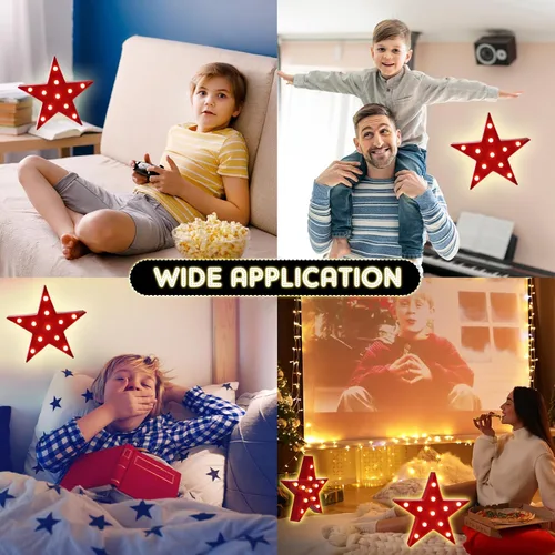 Vista 6 de Tarpop 4 piezas de luz nocturna de plástico con forma de estrella, funciona con pilas, letrero de estrella, letrero de estrella, decoración de cine