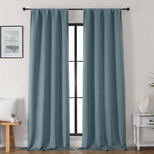 Vista 129 de Gwine Cortinas opacas para dormitorio, 54 pulgadas de largo, paneles de cortina de ventana con aislamiento térmico y reducción de ruido, cortinas