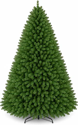 Vista 11 de Árbol de Navidad artificial de 4.5 pies, abeto de alta calidad con bisagras de metal y base plegable, para reuniones en el hogar y decoraciones