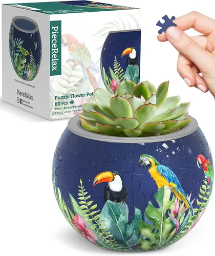 Vista 25 de PieceRelax Rompecabezas 3D Maceta 80 Piezas - Abundancia de Otoño, Macetas de Flores de Decoración del Hogar para Cactus de Interior, Macetas