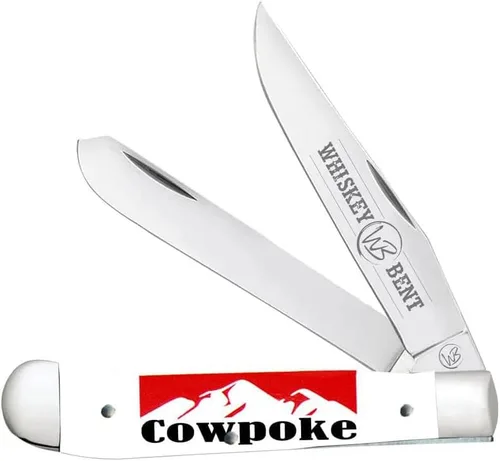 Vista 35 de WHISKEY BENT HAT CO. Navaja de bolsillo plegable tradicional Trapper de 4.125 pulgadas, longitud cerrada, cuchillas de acero inoxidable 440C (azteca)