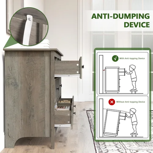 Vista 7 de Vikiullf – Cómoda de 7 cajones - Cajonera de dormitorio de madera, cajones de almacenamiento grises para dormitorio, sala de estar, organizador