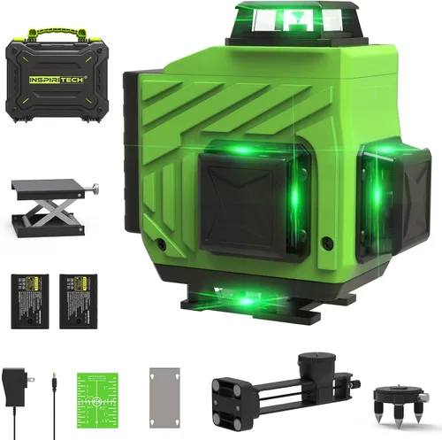Vista 10 de Nivel Láser de Piso Autonivelante, Láser de Línea Cruzada Horizontal Vertical 3x360, Alineación de Haz Verde 3D para Piso de Baldosas, Pared y Techo