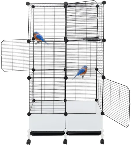 Vista 18 de Jaula de pájaro de metal,Jaulas grandes para periquitos para loro,Cockatiel Estilo-11