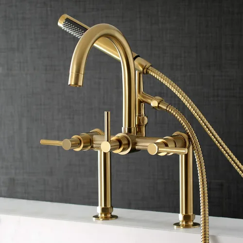 Vista 6 de Kingston Brass AE8107DL - Llenador de bañera con ducha de mano, latón cepillado