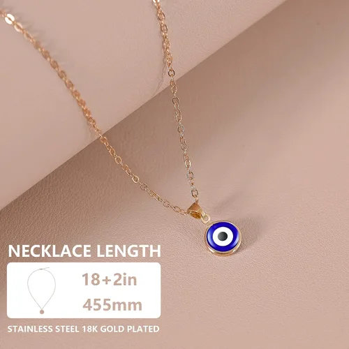 Vista 2 de VIBILIA Collar contra el mal de ojo con dije de amuleto de tercer ojos azules, delicado collar de cadena de oro Ojo con protección de Cabalá