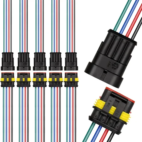 Vista 8 de Conector de 2 pines (kit de 6), conectores eléctricos automotrices de 18 AWG, conectores de cable impermeables, conectores eléctricos de 2 pines