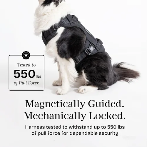 Vista 7 de Fei & Eve - Arnés clásico para perro, hebilla magnética MagEase Control sin tirones de 3 puntos, soporte de doble mango, nailon 900D, panel