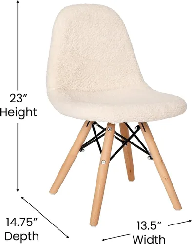 Vista 3 de Flash Furniture Zula - Silla moderna acolchada de piel de oveja sintética para niños, tapizado acolchado de piel de oveja sintética color blanco
