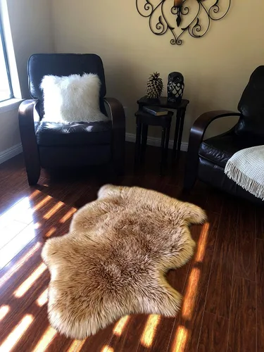 Vista 87 de LAMBZY Alfombra de piel de oveja auténtica, parte inferior gruesa y fuerte, fácilmente lavable, resistente a las manchas, perfecta para sala