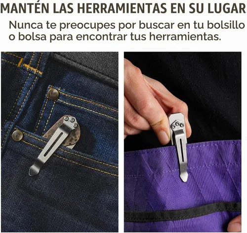 Vista 4 de KeyUnity KA23 - Clip de bolsillo de transporte profundo, 3 agujeros de repuesto para cuchillo y multiherramienta, acero inoxidable, paquete de 3