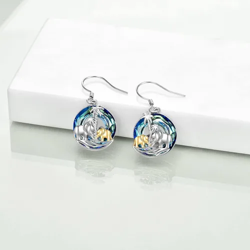 Vista 50 de POPKIMI Bonitos aretes colgantes de animales, joyería de animales, regalos de cumpleaños y Navidad para mujeres, aretes de ópalo de cristal de plata