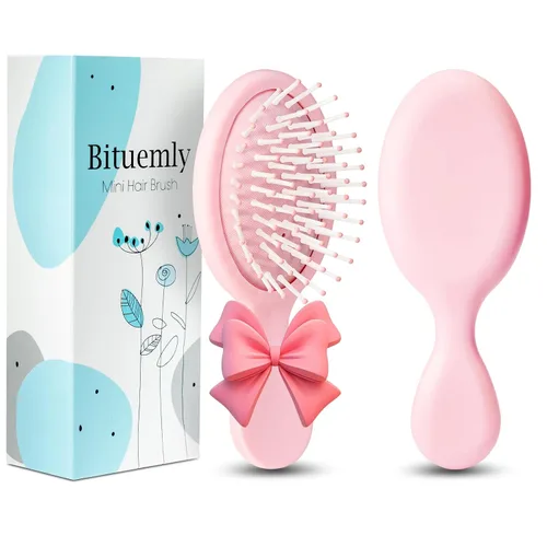 Vista 9 de Bituemly 4 mini cepillos para el pelo, cepillo desenredante de viaje para niñas, niños, mujeres, hombres, cepillo pequeño de bolsillo para cabello