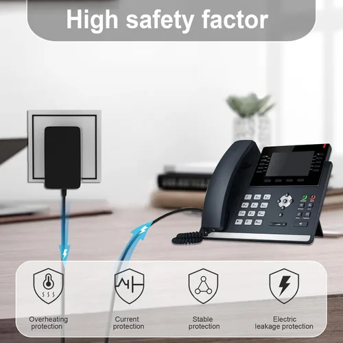 Vista 4 de Cable adaptador de corriente de 5 V para teléfonos Yealink SIP compatible con cargador de fuente de alimentación T54W, T29G, T46S, T46U, T48S, T48U
