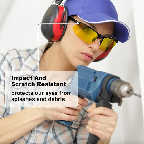 Vista 4 de Kathfly 36 gafas de seguridad resistentes a los arañazos, gafas de seguridad protectoras con lente (ámbar)