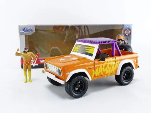 Vista 10 de Jada Toys WWE 1:24 1973 Ford Bronco - Coche fundido a presión con figura de Macho Man Randy Savage de 2.75 pulgadas, juguetes para niños y adultos
