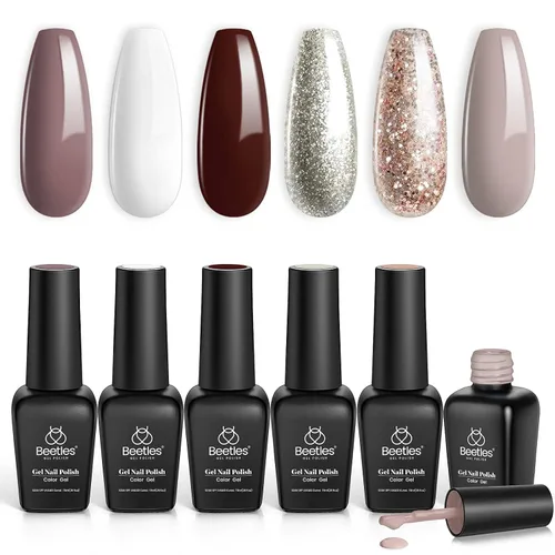 Vista 48 de beetles - Juego de esmaltes en gel color borgoña – Berry Merlot 6, ciruela, cereza, moca, rojo, otoño-invierno, morado oscuro, vino púrpura oscuro
