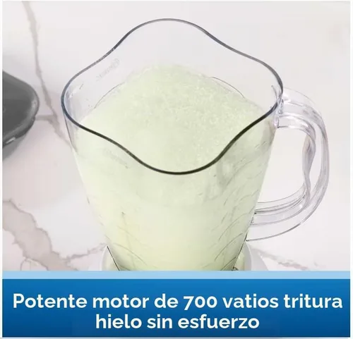 Vista 4 de Oster Licuadora fácil de usar con 5 ajustes de velocidad y motor de 700 vatios, color blanco