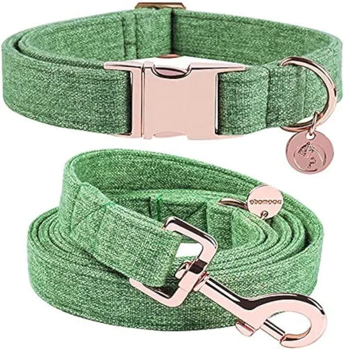 Vista 19 de DOGWONG Collar y correa de algodón para perro, collar para mascotas, suave, duradero, básico, para perros pequeños, medianos y grandes Negro