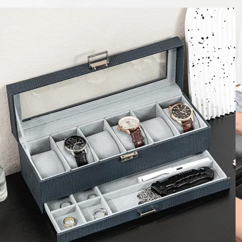 Vista 2 de ProCase Paquete de caja de reloj con caja de reloj de 6 ranuras