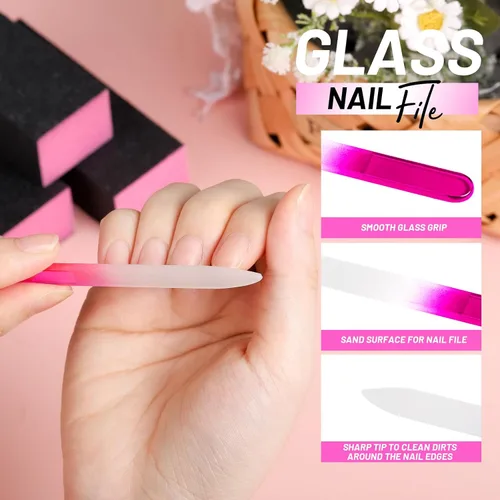 Vista 6 de FANDAMEI Limas y limas de uñas, kit de cuidado de uñas, juego de herramientas para cutículas de uñas, herramientas de manicura, lima de uñas, bloque