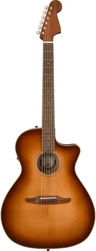 Vista 2 de Fender Newporter Classic - Guitarra acústica, con garantía de 2 años, Aged Cognac Burst, diapasón Pau Ferro, con funda