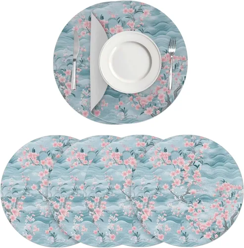 Vista 35 de Manteles individuales de cuero de girasol, lavables, redondos, impermeables y de fácil mantenimiento, decoración de cocina, accesorios de mesa