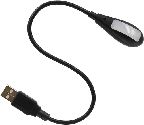Vista 2 de HANERDUN - Lámpara LED brillante USB para portátil, color negro Lámpara de lectura, cuello flexible