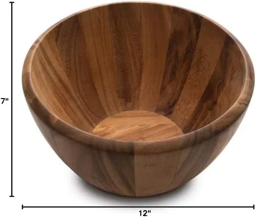 Vista 8 de Ironwood Gourmet Ensaladera de madera extra grande, madera de acacia, 12 x 12 x 7.25