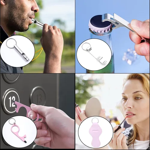 Vista 4 de QINER Juego completo de llaveros de seguridad para mujer, Rosado
