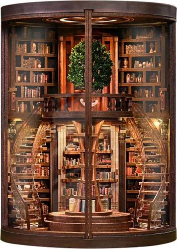 Vista 10 de Kit de Rincón de Libros, Kit de Casa en Miniatura DIY, Kit de Construcción de Mini Casa, Kit de Casa de Muñecas en Miniatura para Adultos y Sala