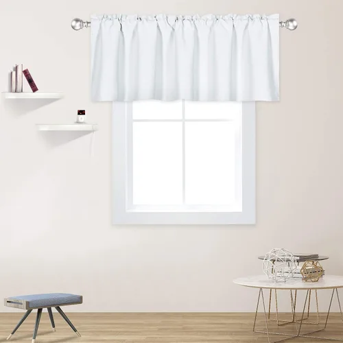 Vista 36 de DECOVSUN Cenefa morada para ventanas de 60 x 18 pulgadas, aislamiento térmico sólido, bolsillo para cortinero, cenefa corta para cocina, cenefa