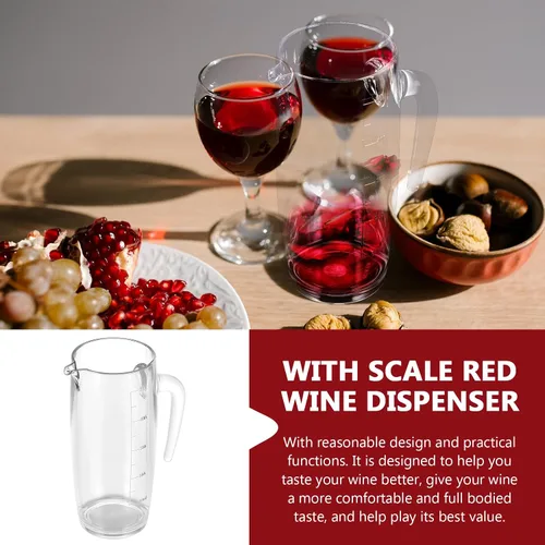 Vista 7 de Jarra de vidrio dispensador de bebidas para servir vino decantador de vino transparente con boquilla Decantador de bebidas de vino con medidas