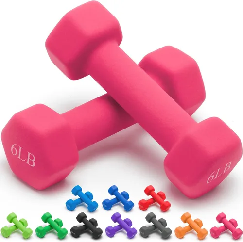Vista 42 de Portzon Mancuernas de neopreno con agarre antideslizante para ejercicio de entrenamiento corporal total y tonificación muscular, compatible con 2