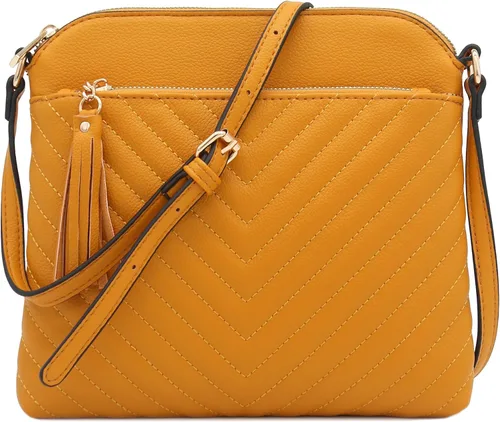 Vista 17 de Bolsa cruzada FashionPuzzle de tamaño medio con acolchado de espiga y borla Negro